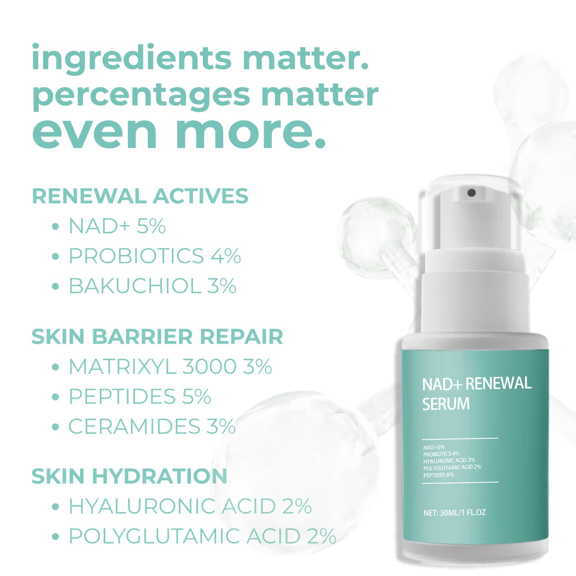 private label nad+ renewal facial serum